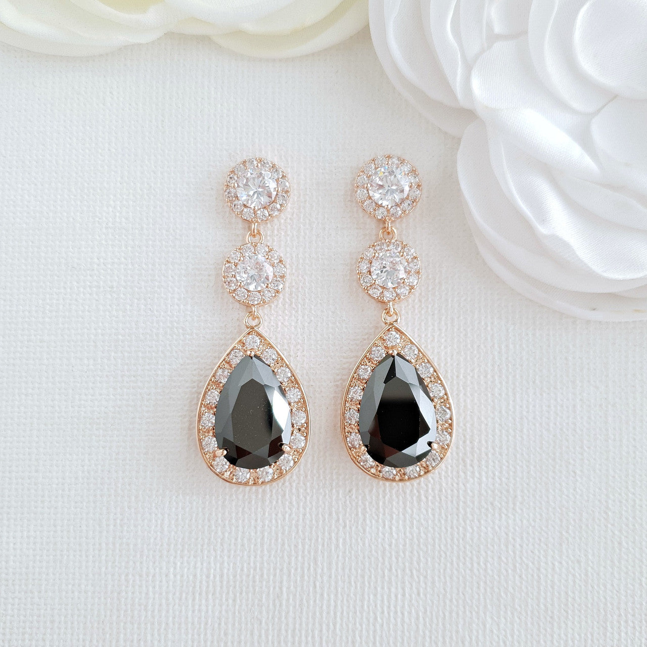 Long Black Drop Earrings- Zoe