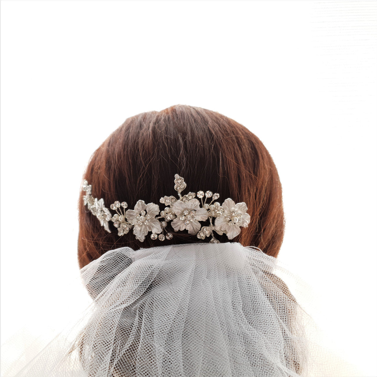 Rose Gold Hair Comb for Brides with Leaf and Flower-Gardenia