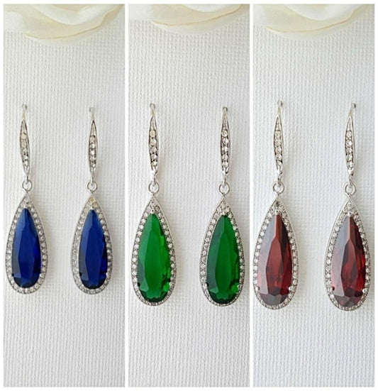 Blue, Red & Green Bridesmaids Earrings