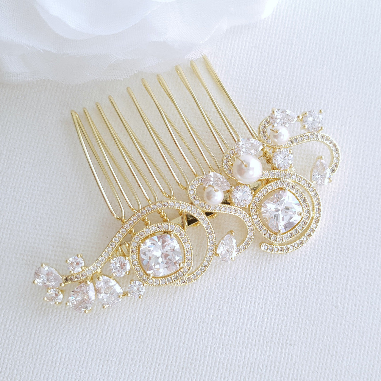 Small Bridal Hair Comb for Veil-Casey