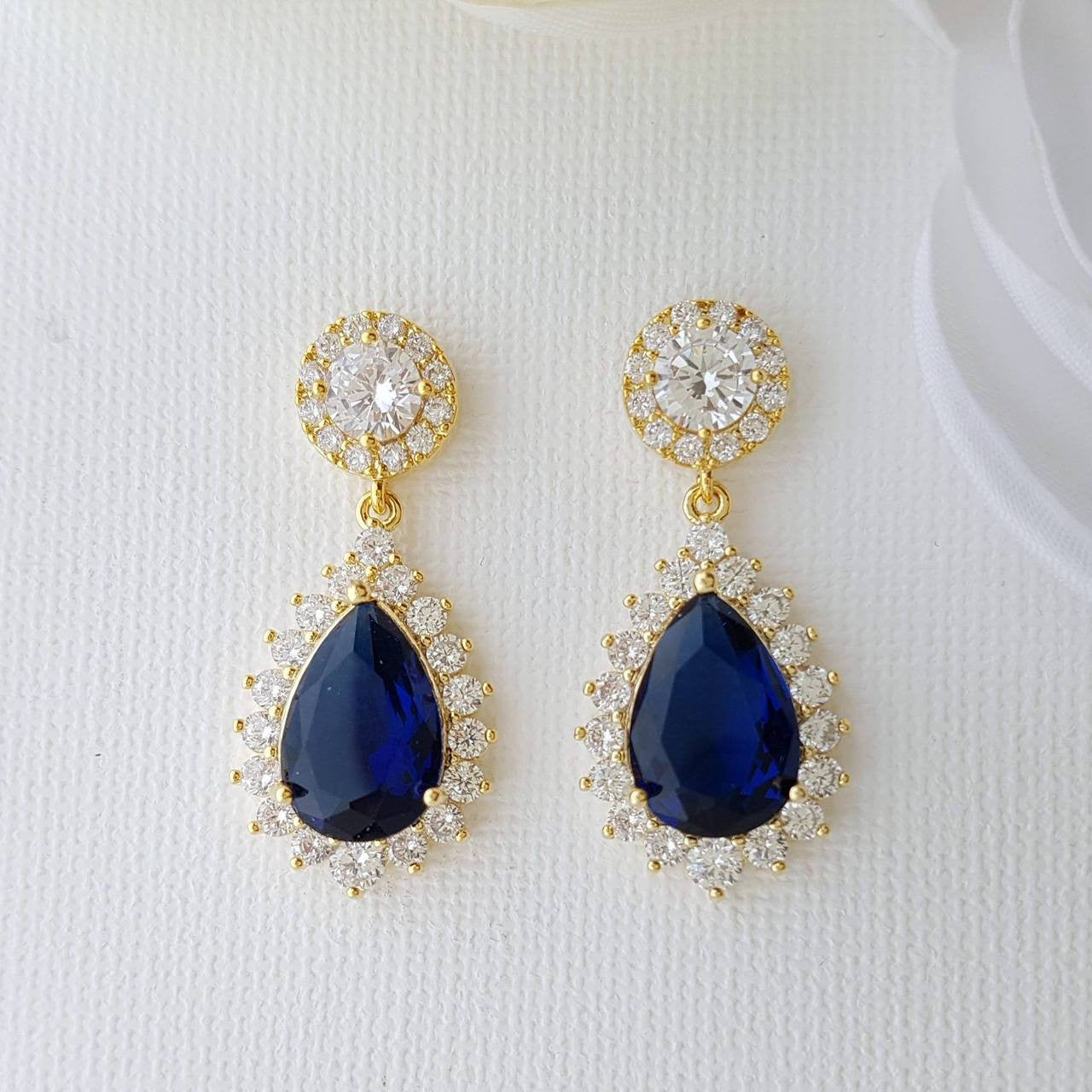 Blue Stone Earrings-Aoi