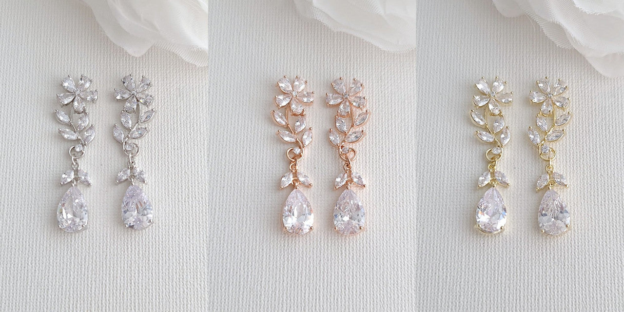 Rose Gold Flower Earrings for Weddings- Daisy