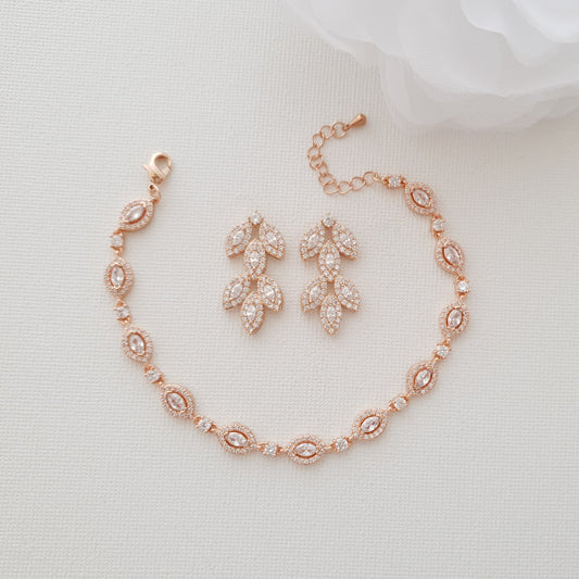 Bridal Jewellery Bracelet and Earrings Set-Abby