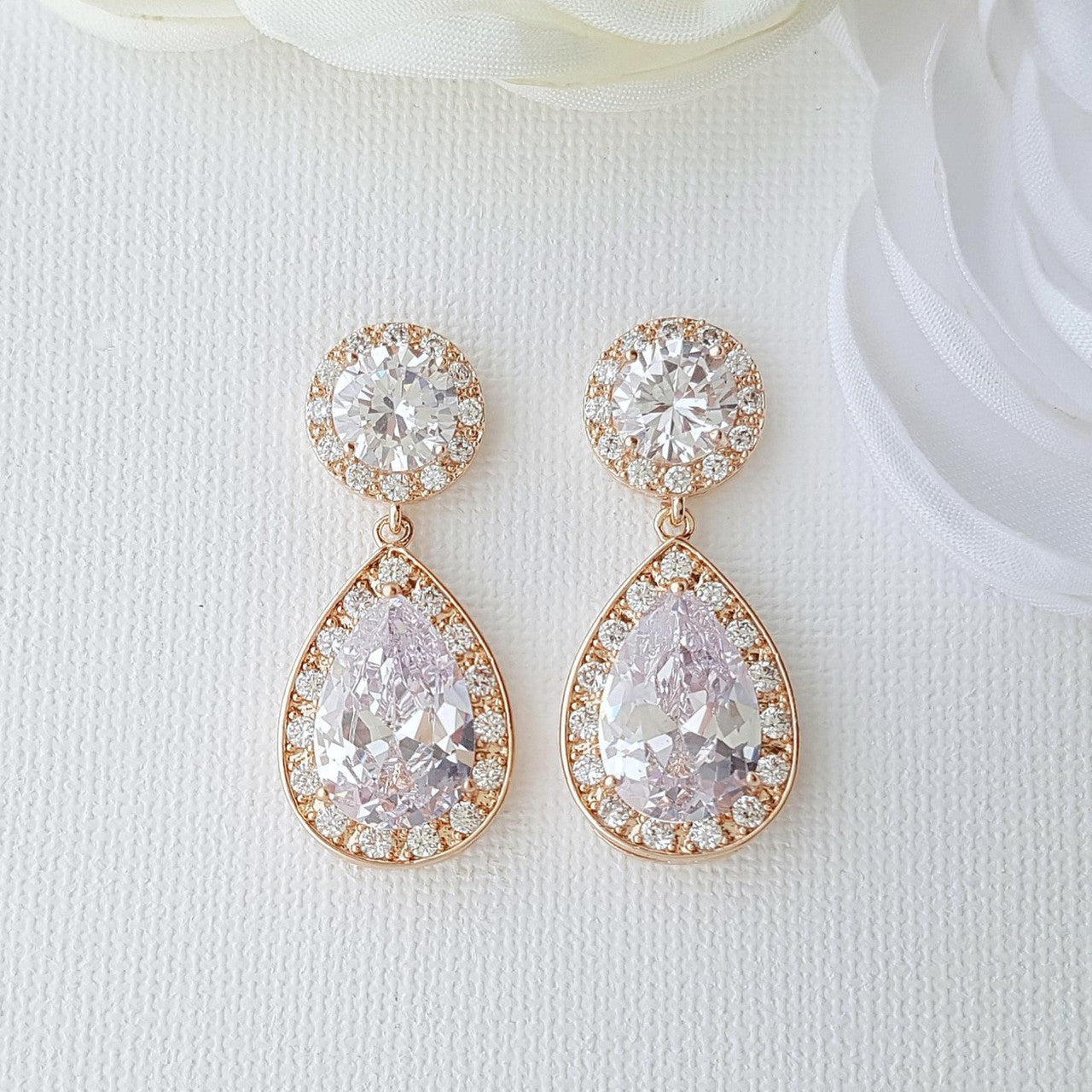 Rose Gold Drop Earrings- Poetry Designs