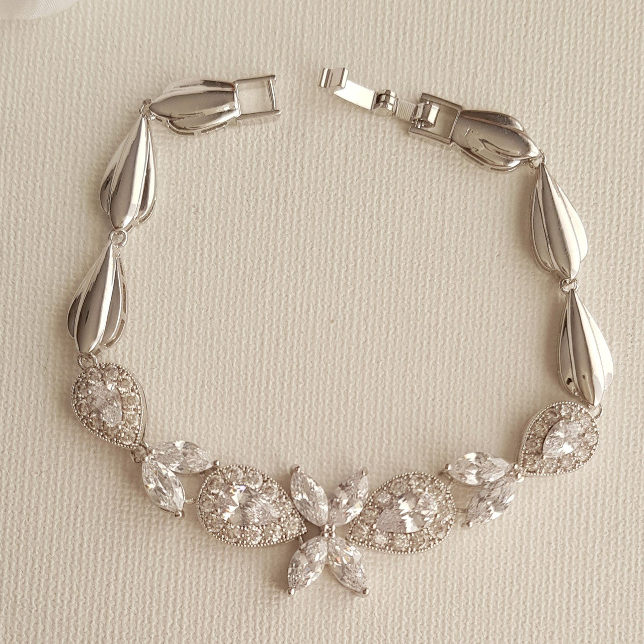 Flower & Teardrop Bridal Bracelet-Anemone