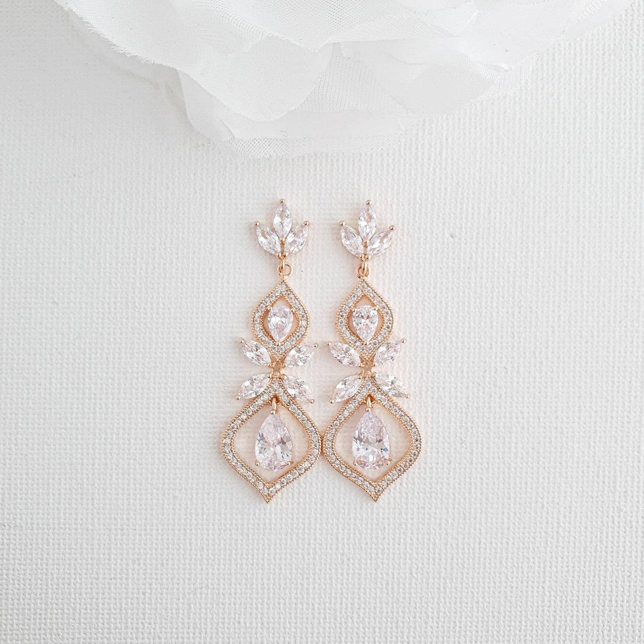 Wedding Earrings for Brides Rose Gold- Meghan