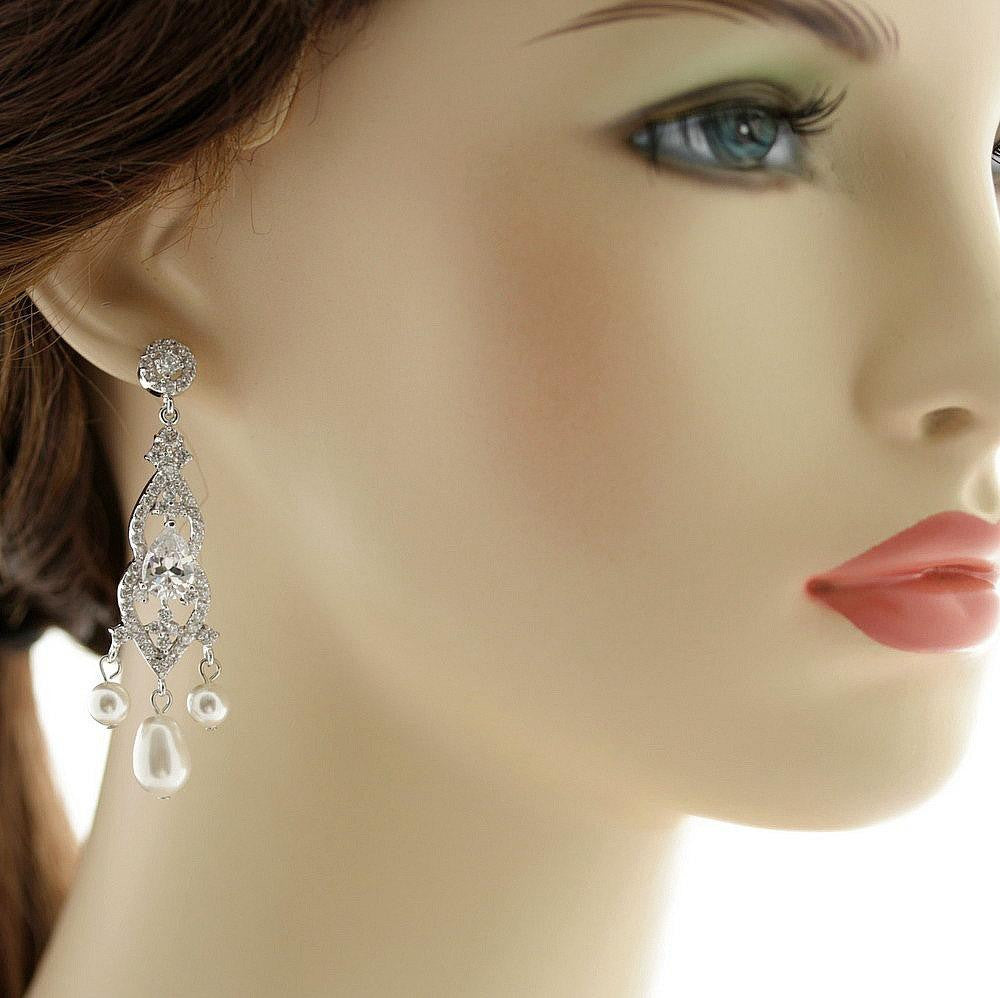 Elegant Bridal Chandelier Earrings-Laura