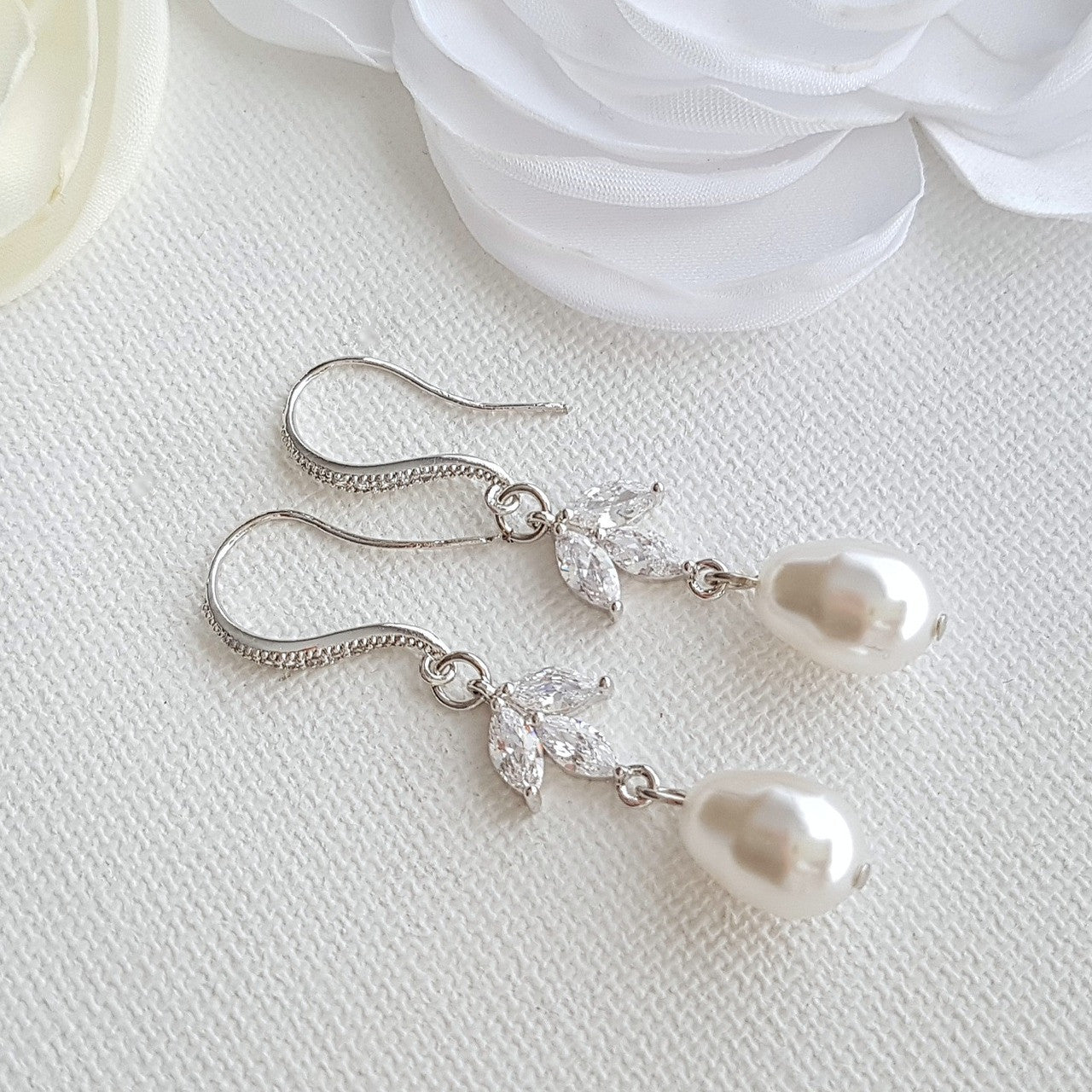 Dangle Pearl Earrings in Rose Gold-Leila