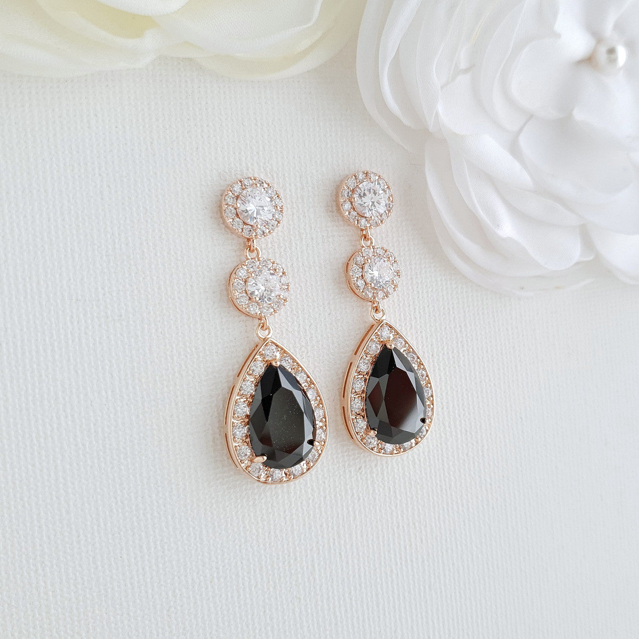 Long Black Drop Earrings- Zoe