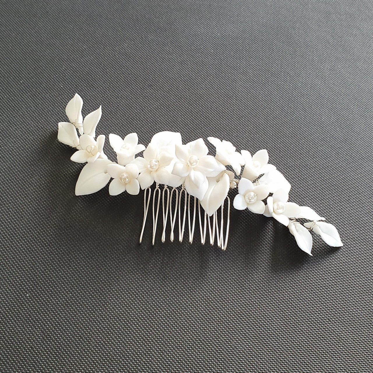 Floral Hair Comb For Brides in Rose Gold- Snow Drops