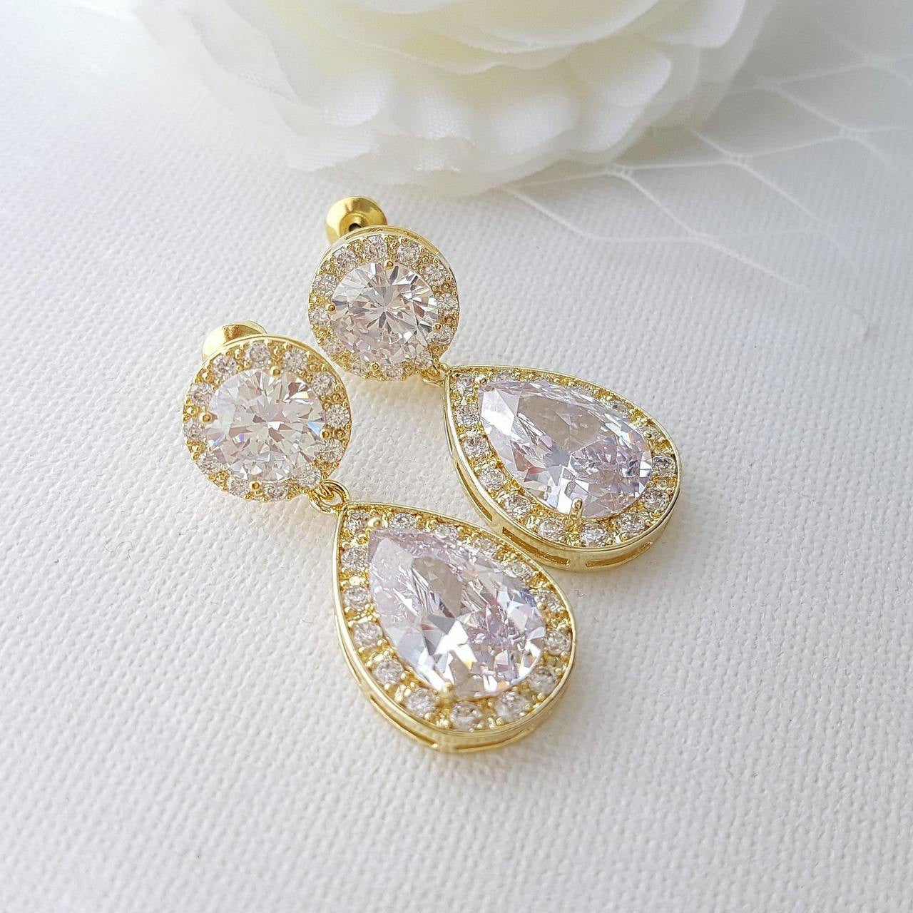 Gold Drop Earrings-Evita
