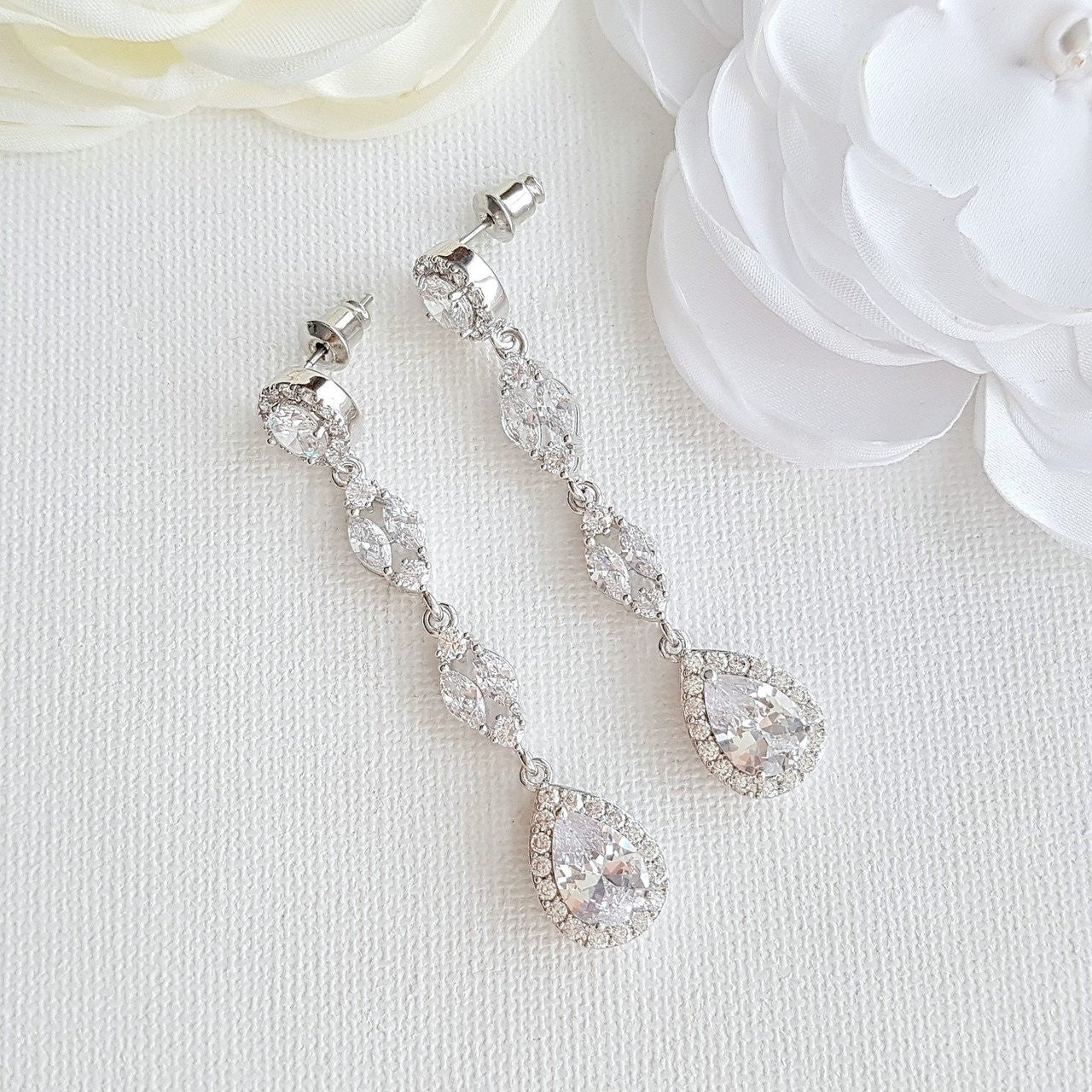 Long Crystal Earrings-Hayley