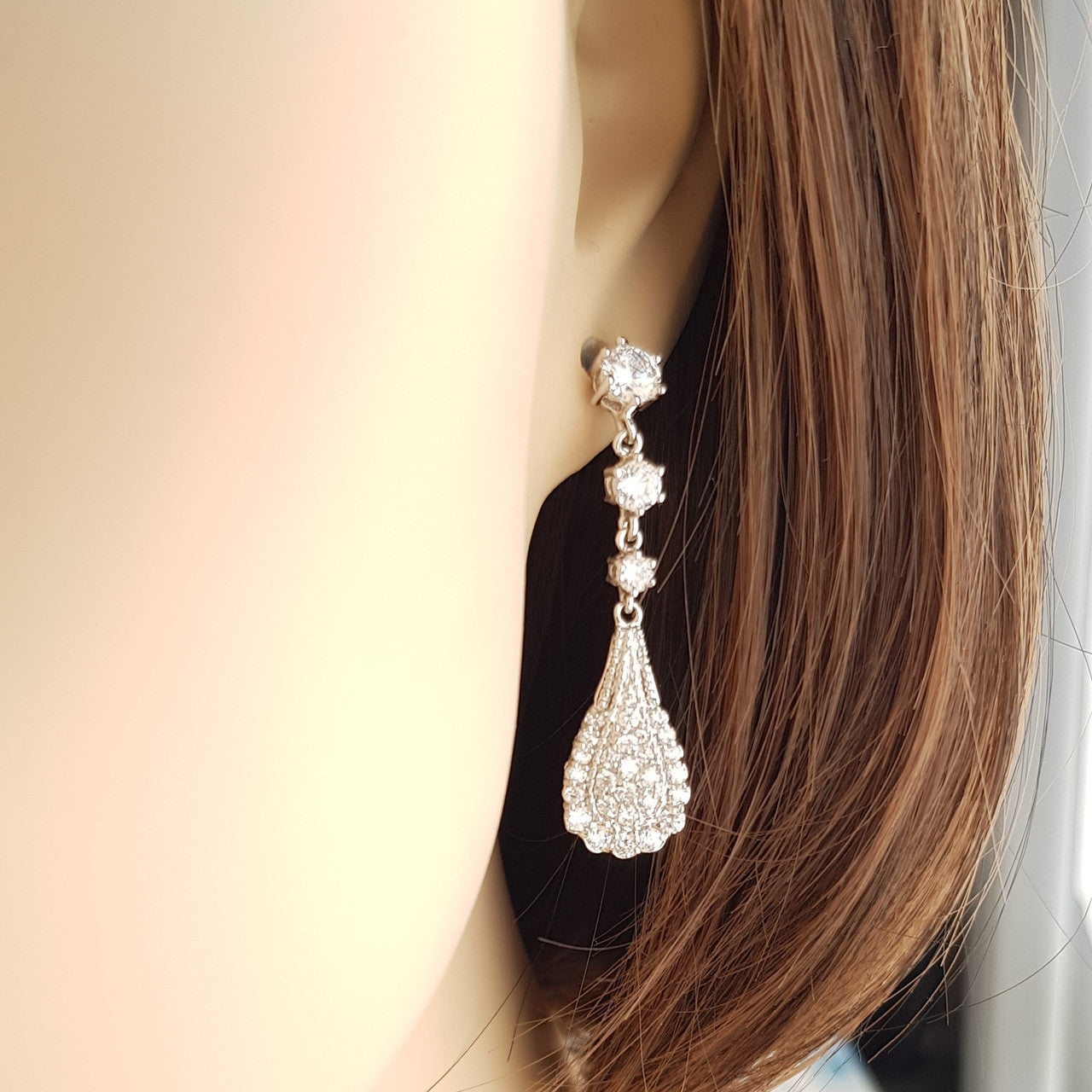 Pear Shaped Drop Earrings for Brides-Chloe