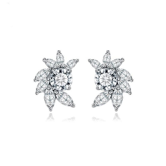 Sparkly Flower Stud Earrings For Weddings