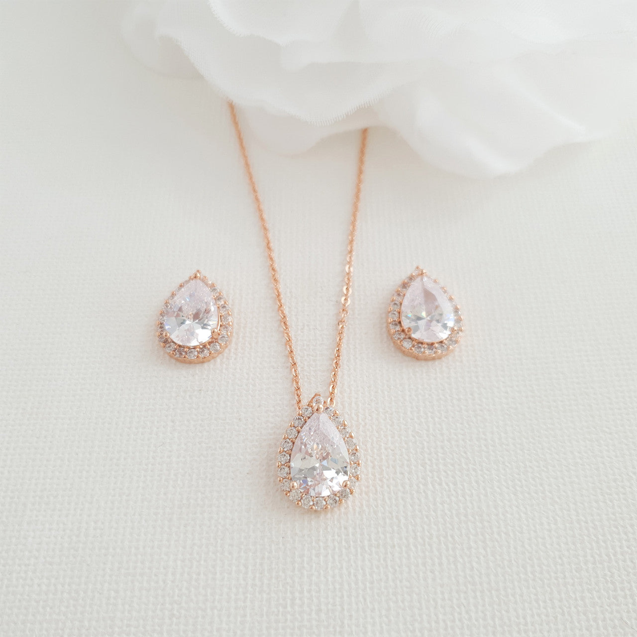 Gold Stud Earrings and Necklace for Bridesmaids-Emma