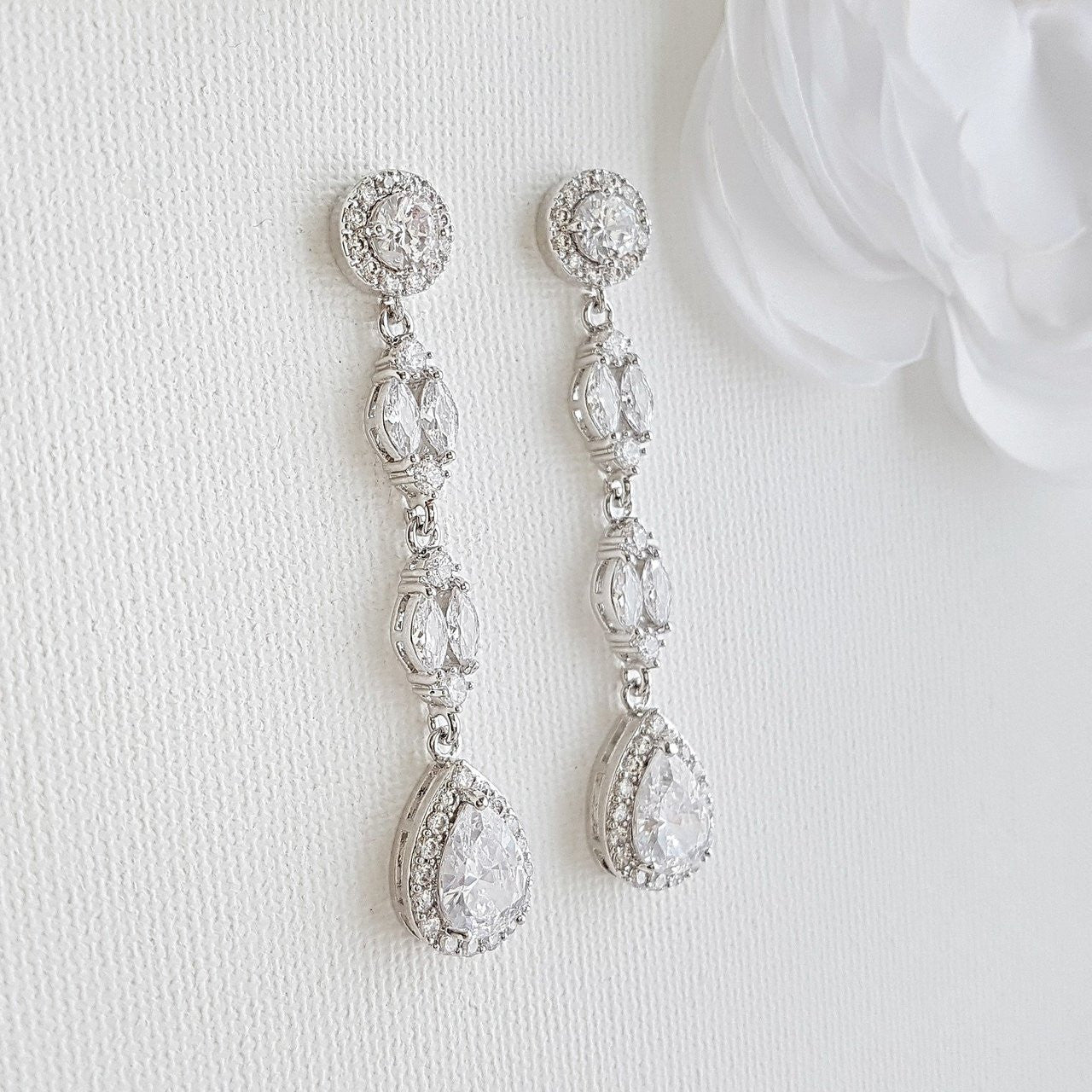 Long Crystal Earrings-Hayley