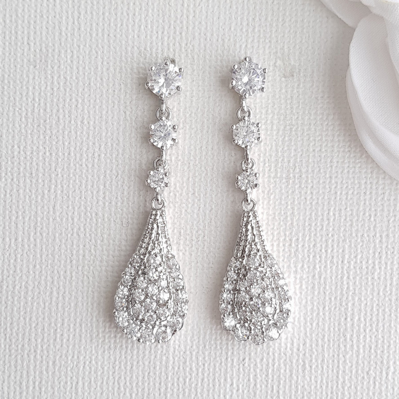 Pear Shaped Drop Earrings for Brides-Chloe