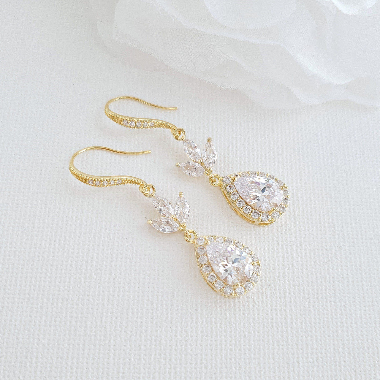 Silver Hook Earrings for Weddings & Brides- Lotus