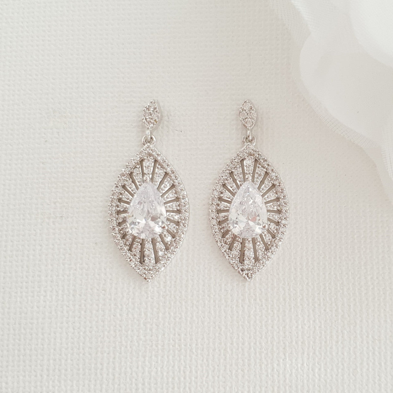 Short Drop Bridal Earrings-Zoey