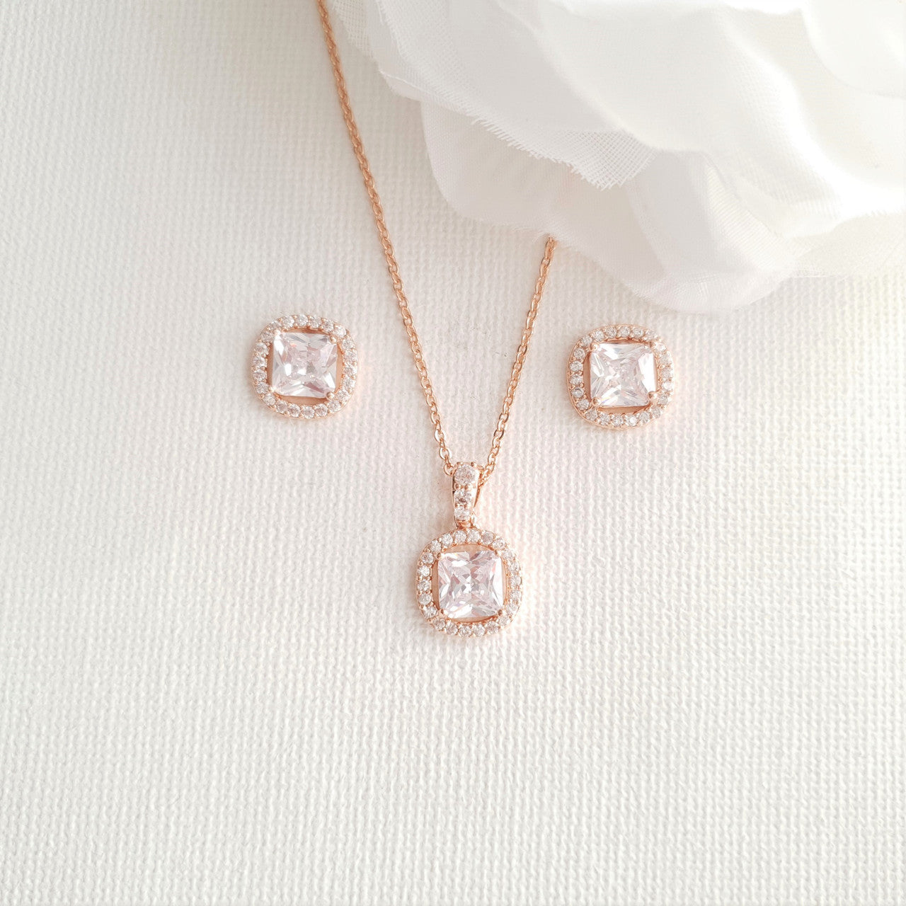 Wedding Jewellery Set for Bridesmaid in Rose Gold-Piper