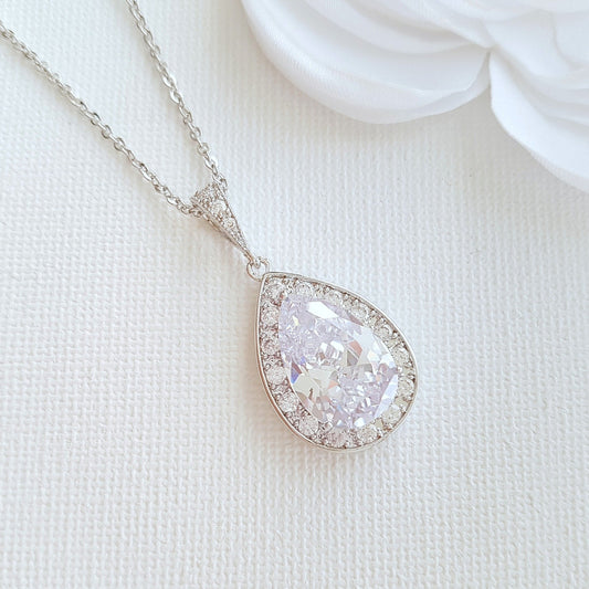 Silver Teardrop Necklace for the Wedding Jewellery Set- Poetry Designs