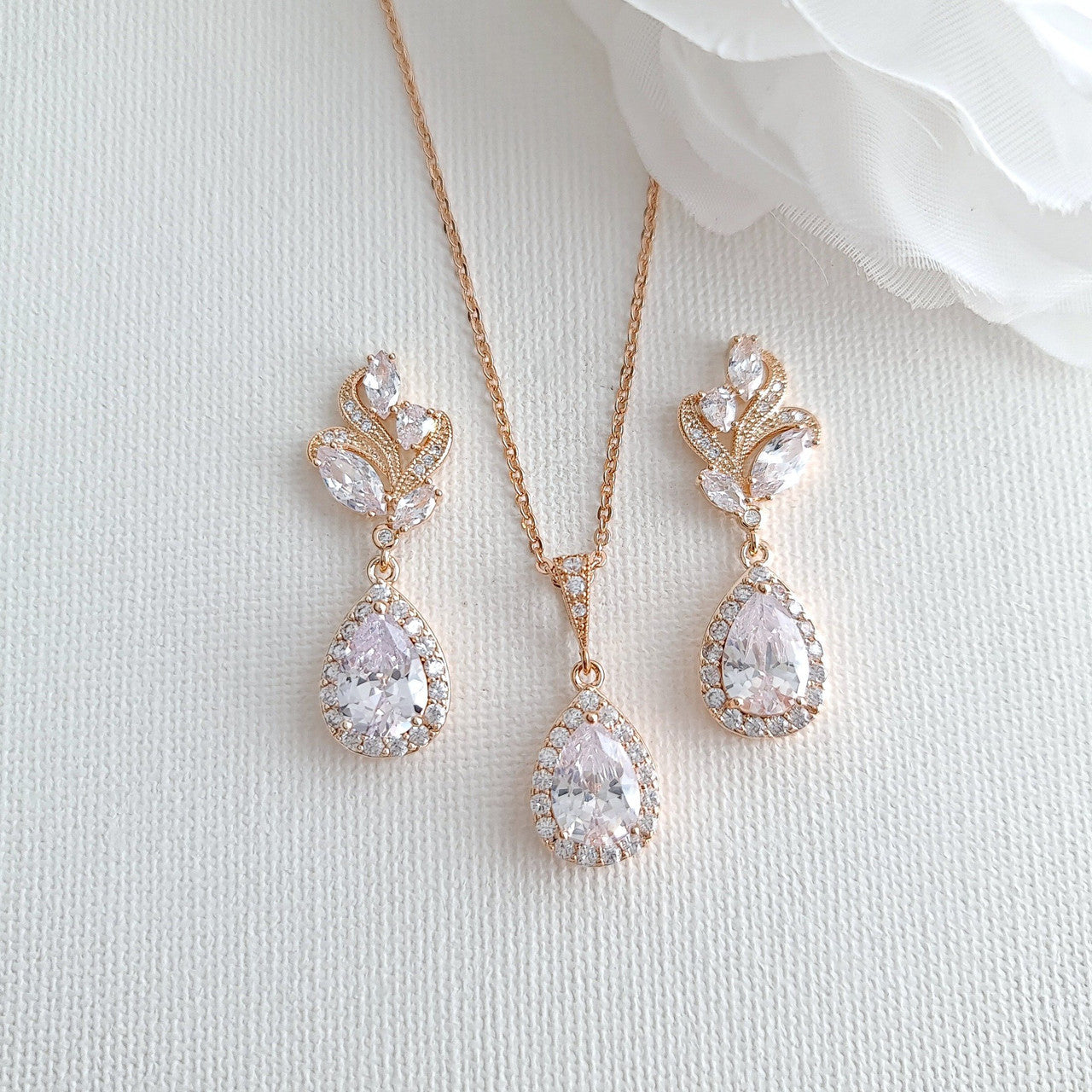 Beautiful Rose Gold Jewelry Set For Weddings-Poetry Designs