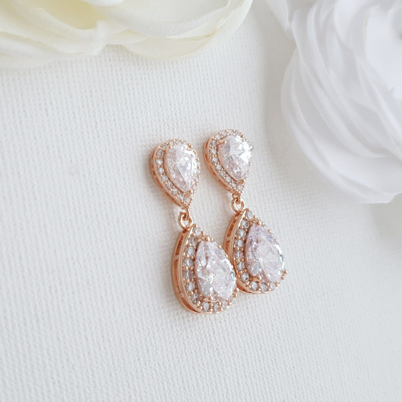 Rose Gold Teardrop Earrings-Emma