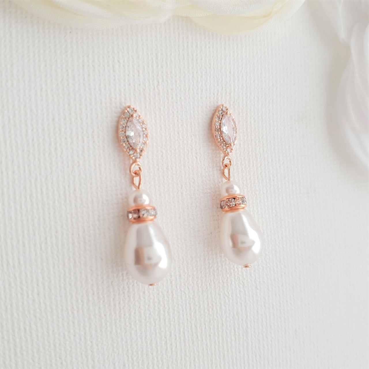 Bridesmaids Jewellery Gift with Pearl Earrings Necklace Set- Ella