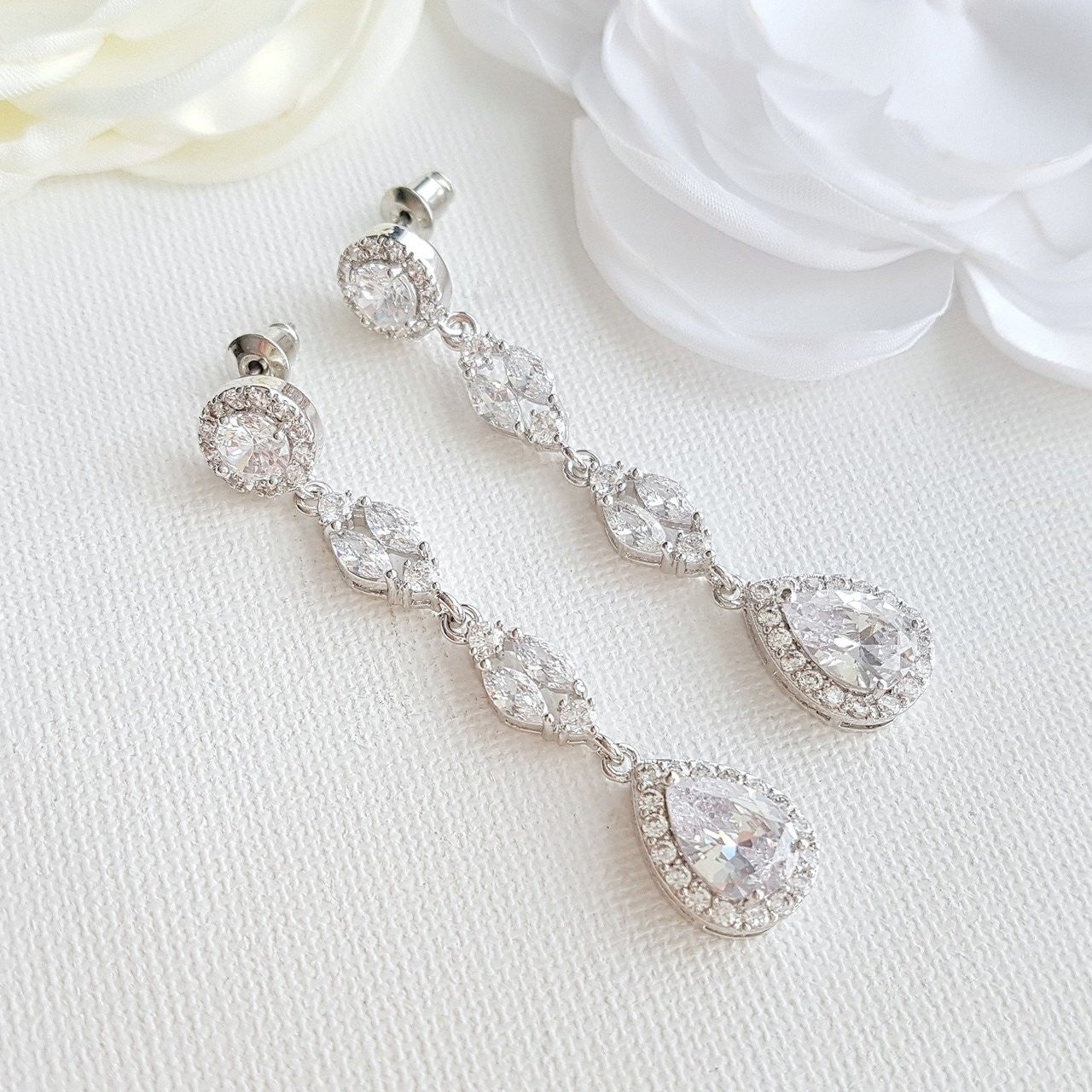 Long Crystal Earrings-Hayley