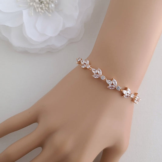 Rose Gold Bride Bracelet for Wedding Day-Anya