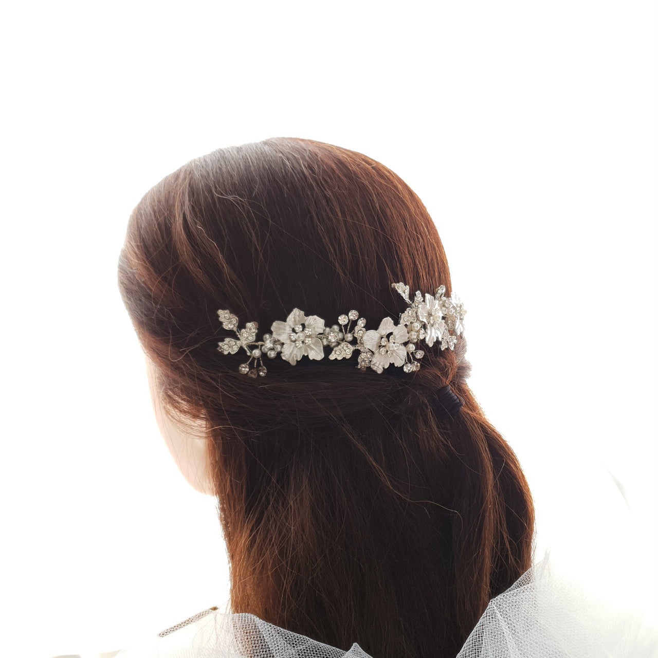 Rose Gold Hair Comb for Brides with Leaf and Flower-Gardenia