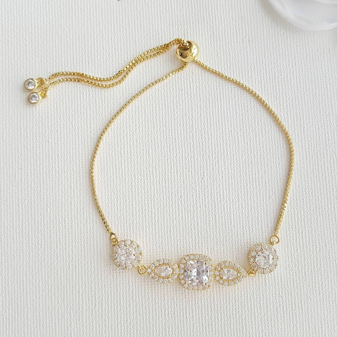 Wedding Gold & Crystal Bracelet- Gianna