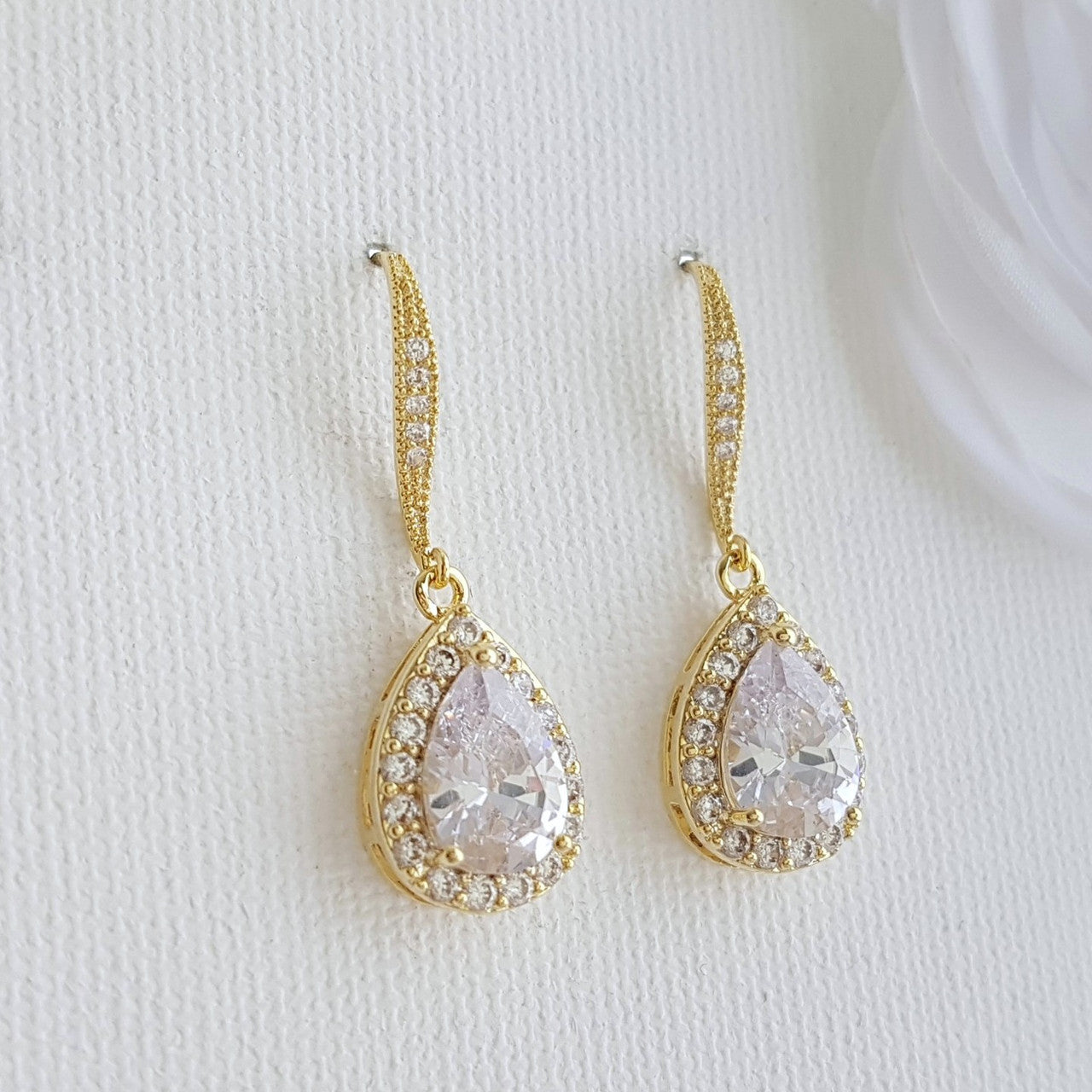 Wedding Dangle Earrings in Rose Gold-Emma