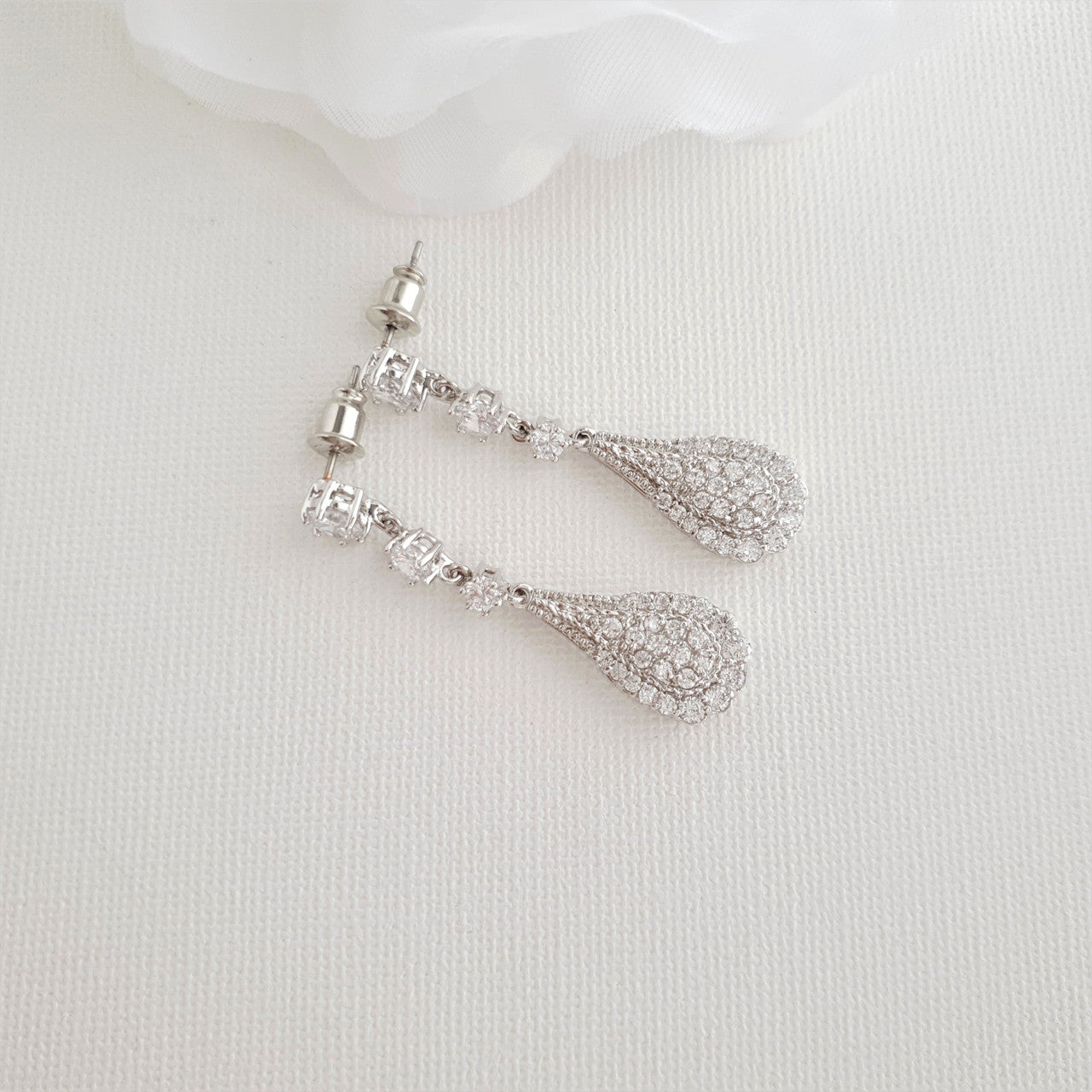 Pear Shaped Drop Earrings for Brides-Chloe