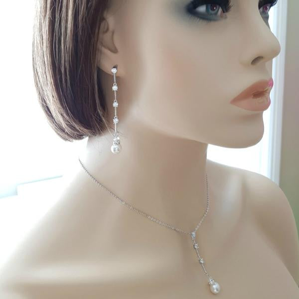 Slim Necklace Earring Bridal Jewelry Set- Ginger