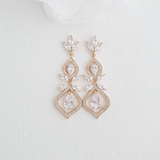 Wedding Earrings for Brides Rose Gold- Meghan