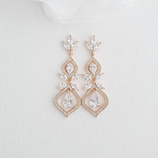 Wedding Earrings for Brides Rose Gold- Meghan