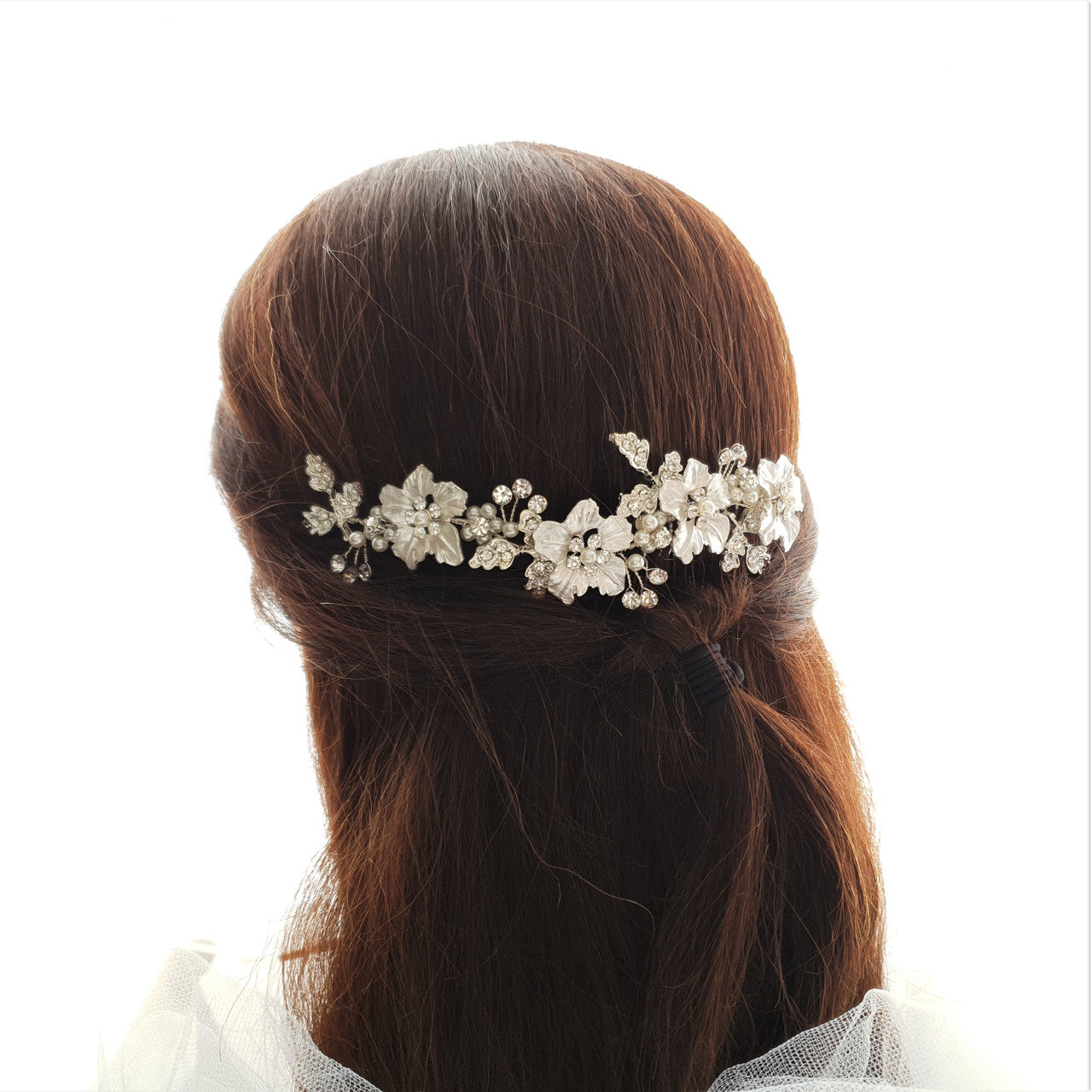 Rose Gold Hair Comb for Brides with Leaf and Flower-Gardenia