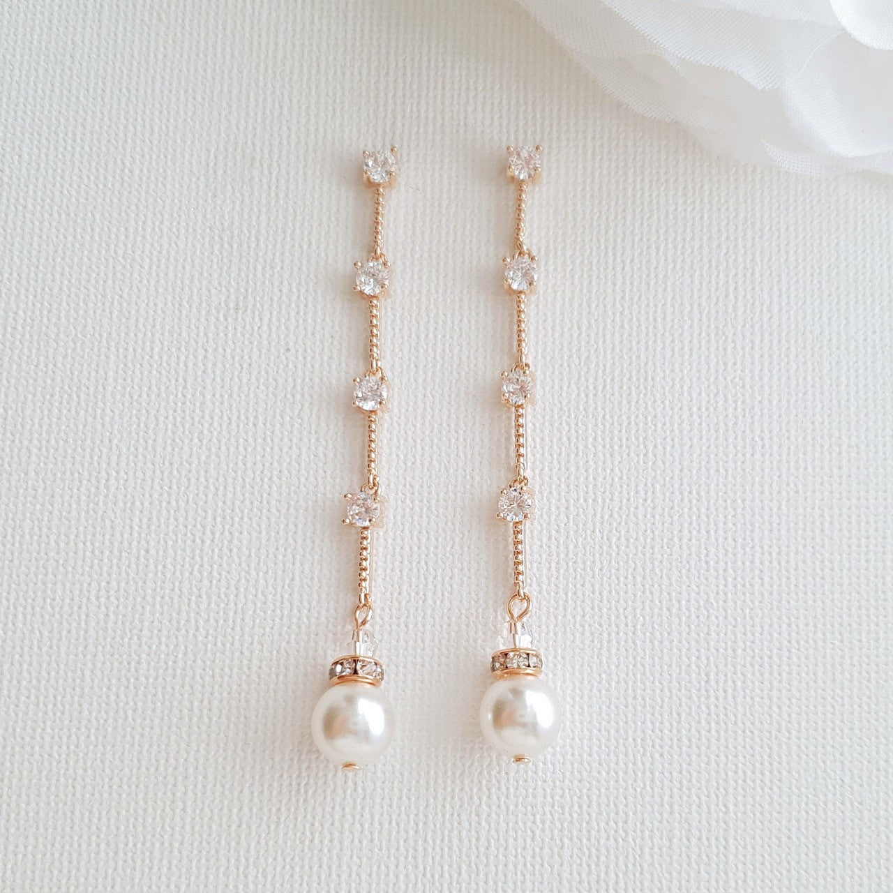 Pearl Drop Necklace Earring Jewelry Set for Weddings- Ginger