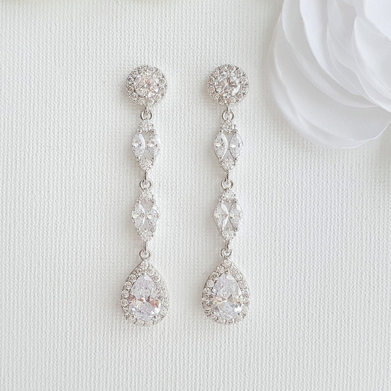 Long Crystal Earrings-Hayley