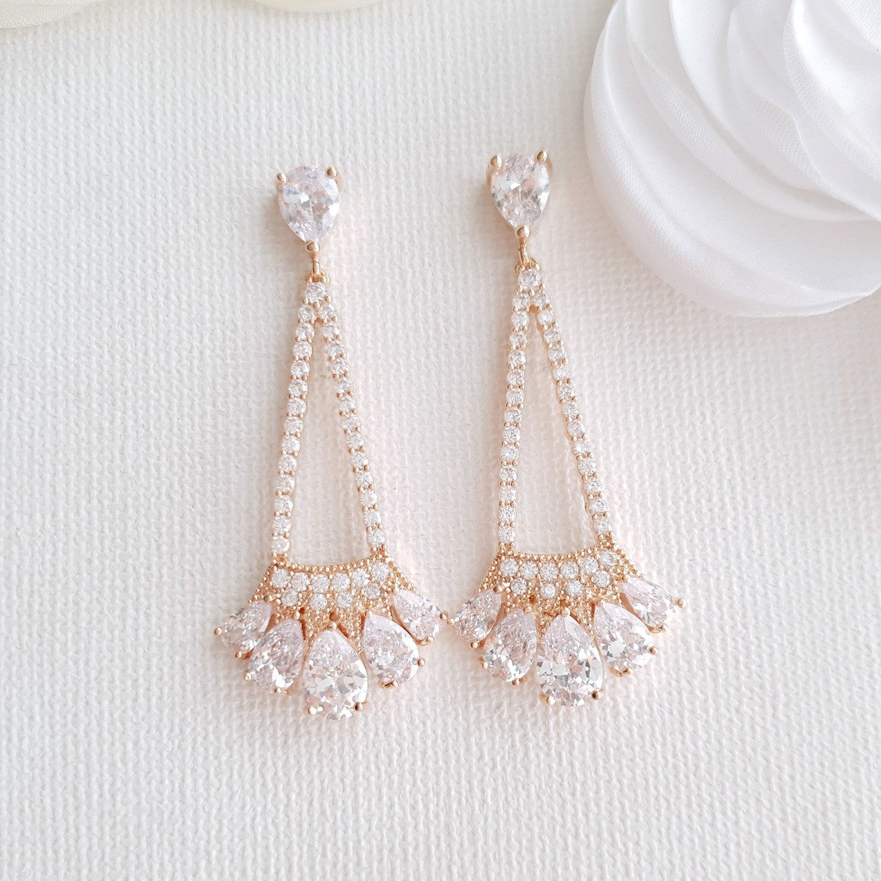 Rose Gold Triangle Dangle Earrings- Sydney