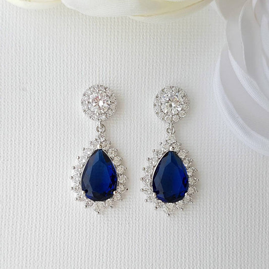 Blue Stone Earrings-Aoi