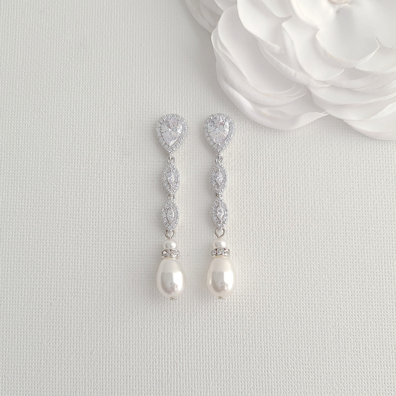 Pearl Wedding Jewellery Set in Rose Gold-Abby