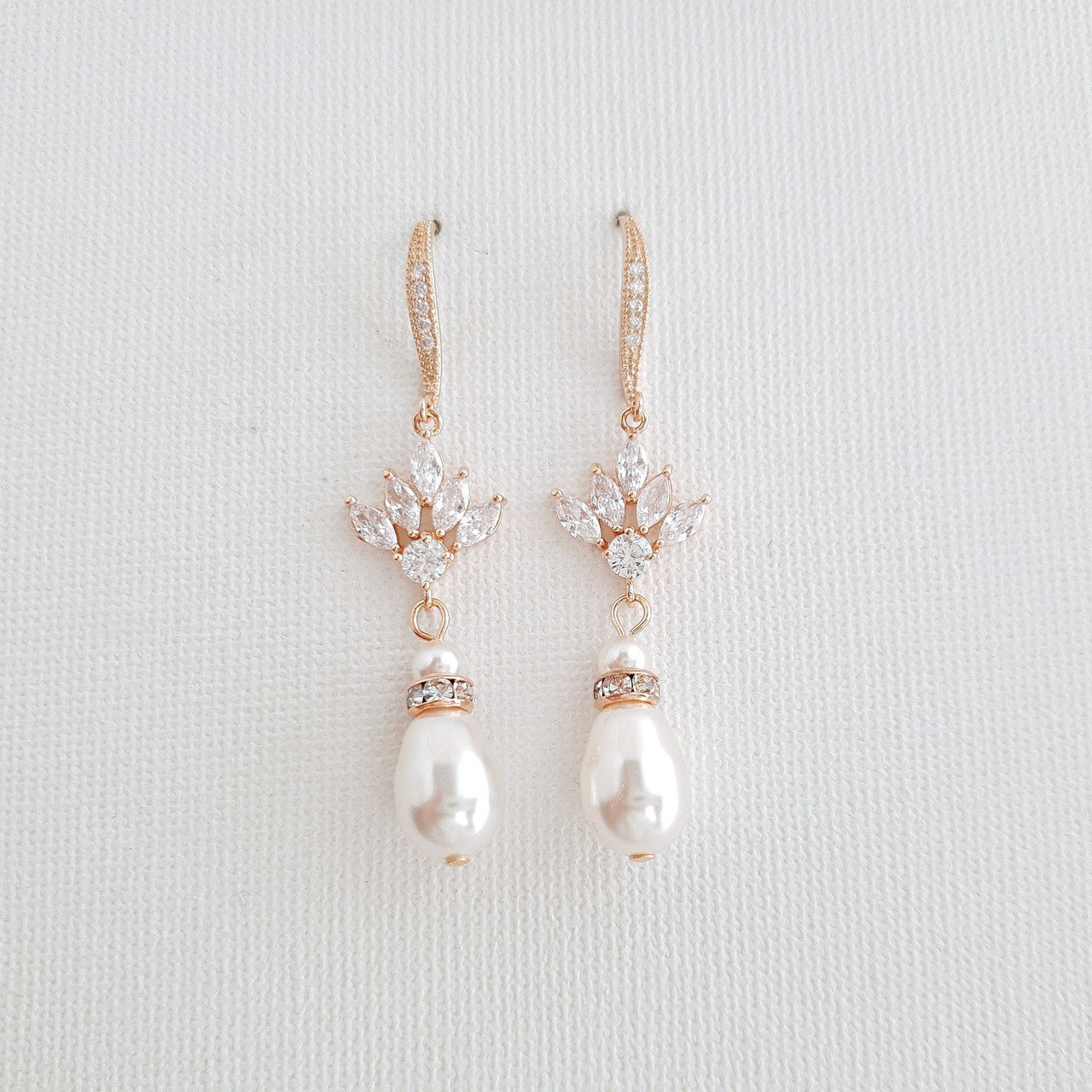 Gold and Pearl  Dangle Earrings for Weddings-Rosa