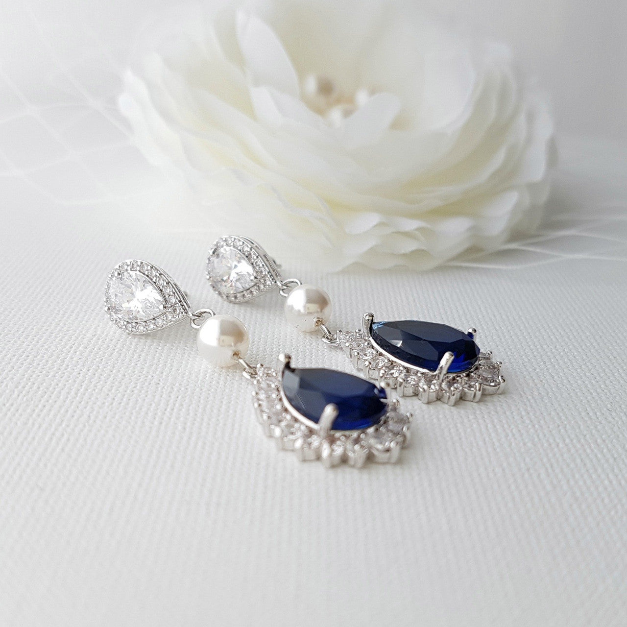 Sapphire Blue Wedding Jewellry Set In Gold-Aoi