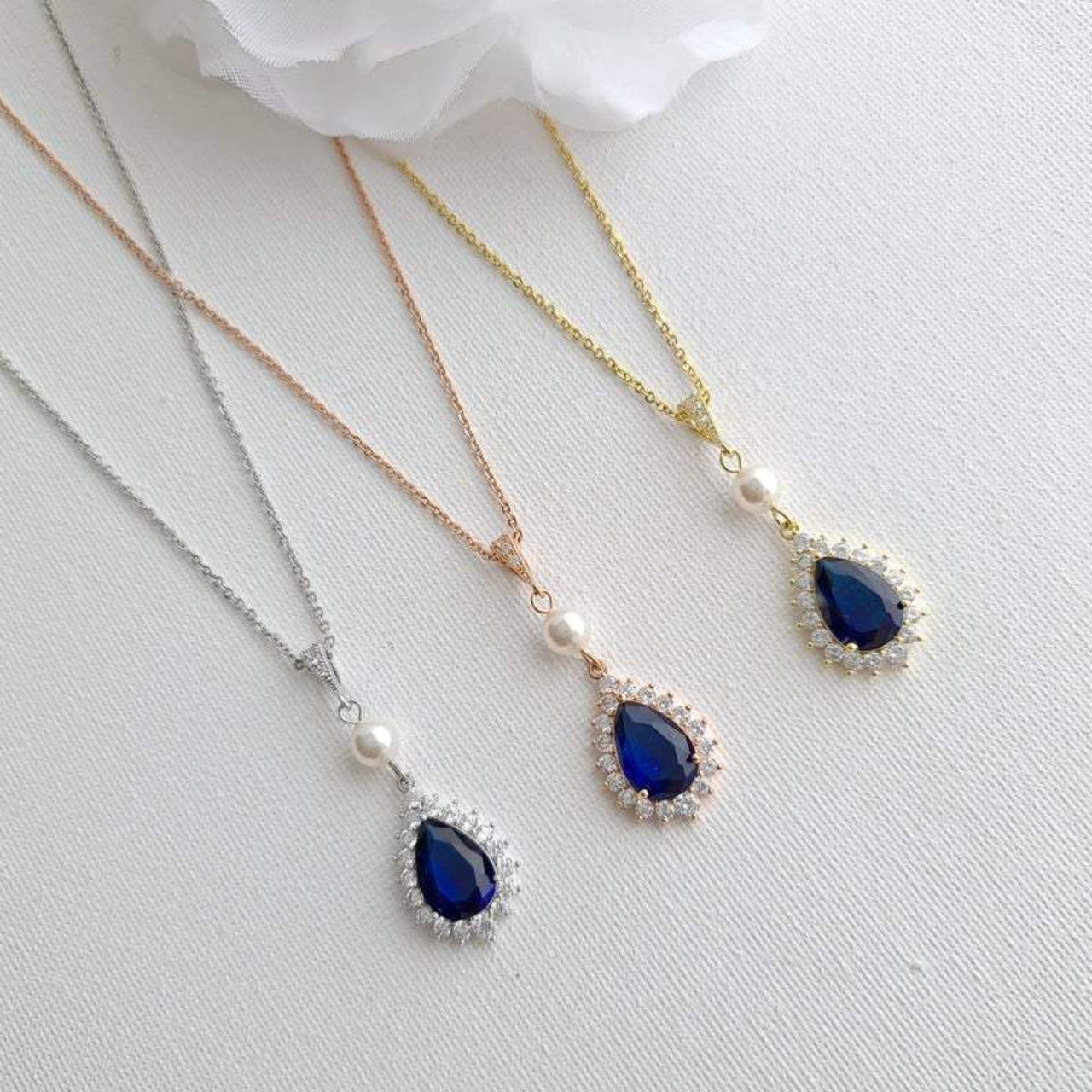 Sapphire Blue Wedding Jewellry Set In Gold-Aoi