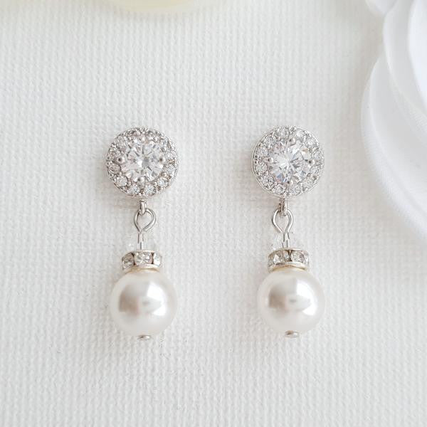 Simple Gold Pearl Earrings- Bronte