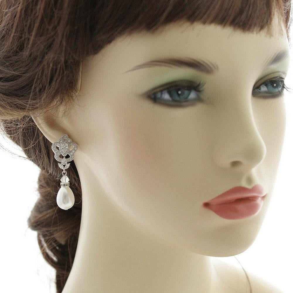 Victorian Style Pearl Drop Earrings-Mabel