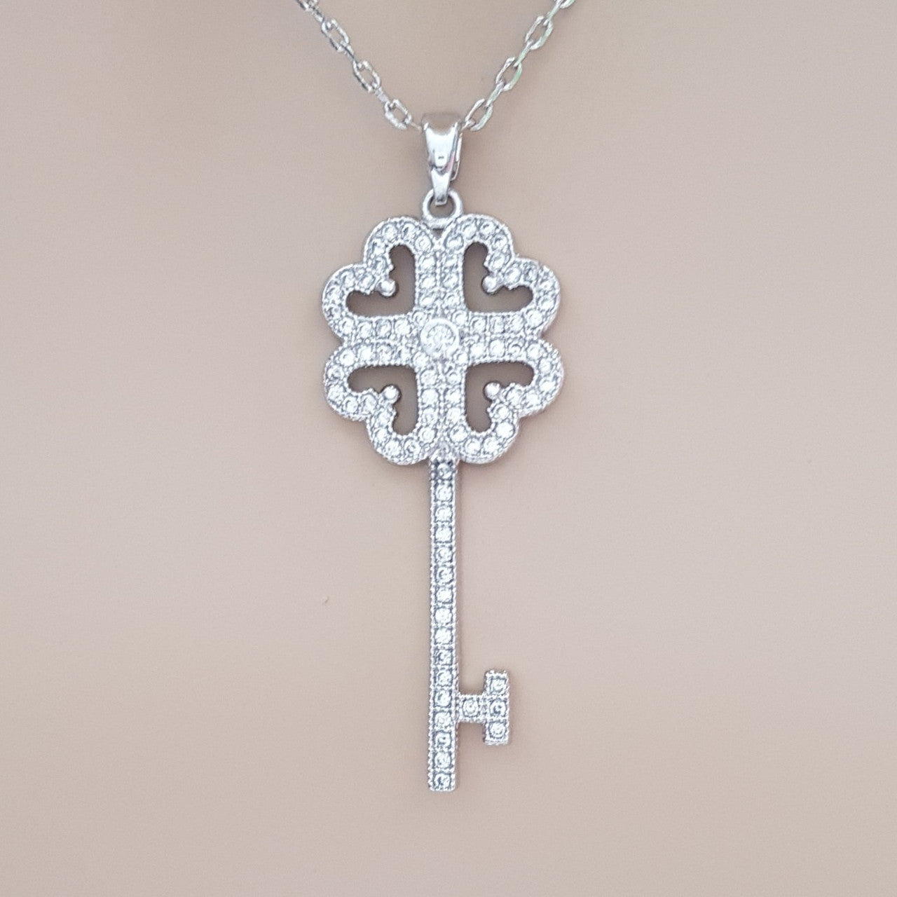 Key Necklace in Cubic Zirconia- Treasure