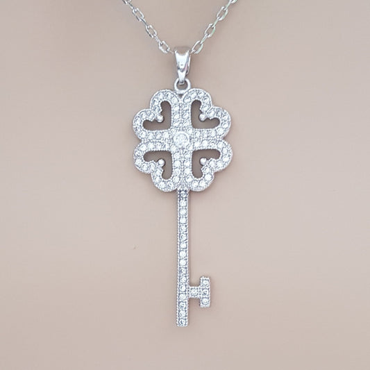 Key Necklace in Cubic Zirconia- Treasure